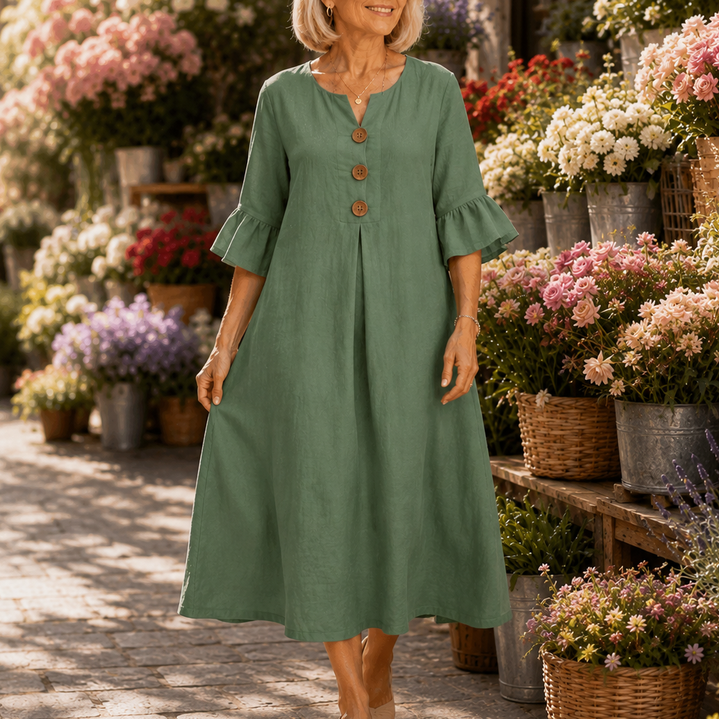 Wearbella – Klänning midi z urringning w v-ringning i falbanami