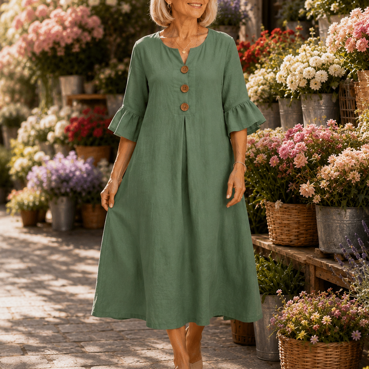 Wearbella – Klänning midi z urringning w v-ringning i falbanami
