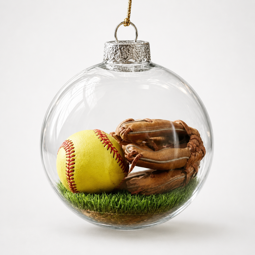 Seasonkeep – Szklana bombka akrylowa på Boże Narodzenie z motywem baseballowym (2 szt.)