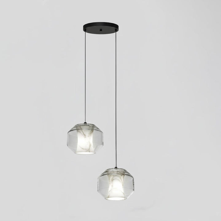 Alabaster Glas Cylinder Pendellampa