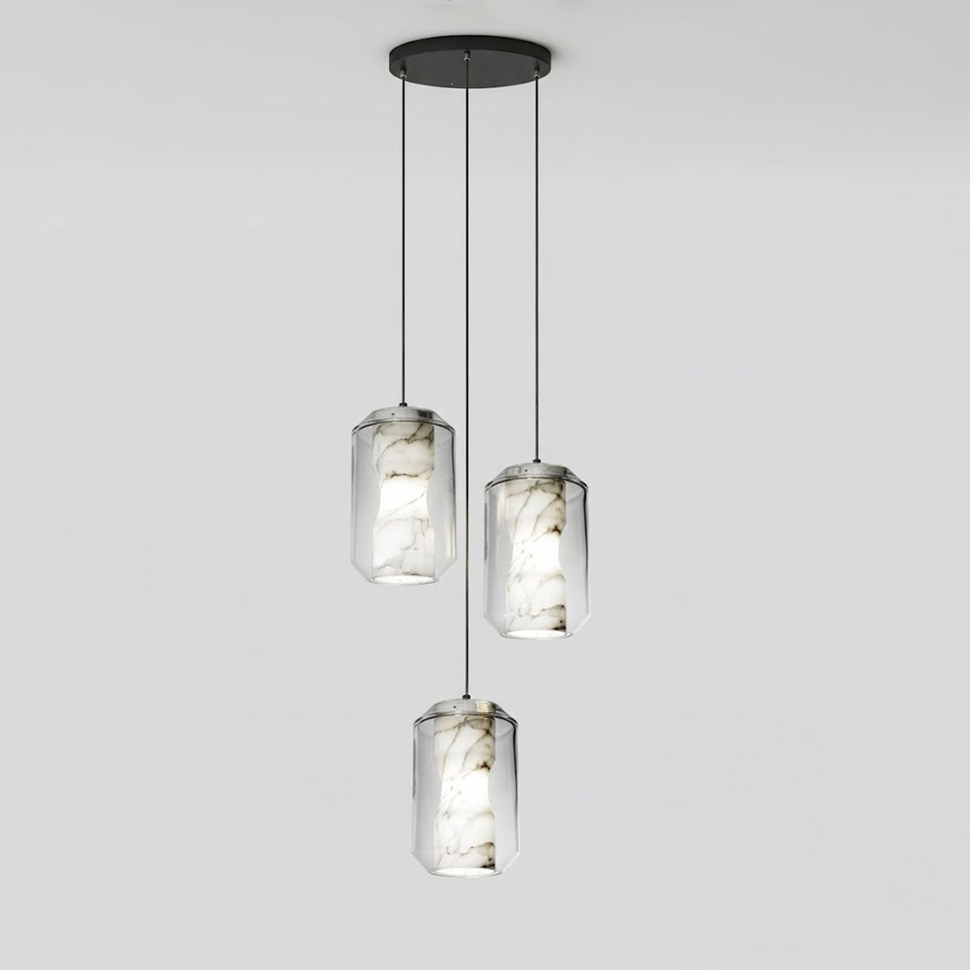 Alabaster Glas Cylinder Pendellampa