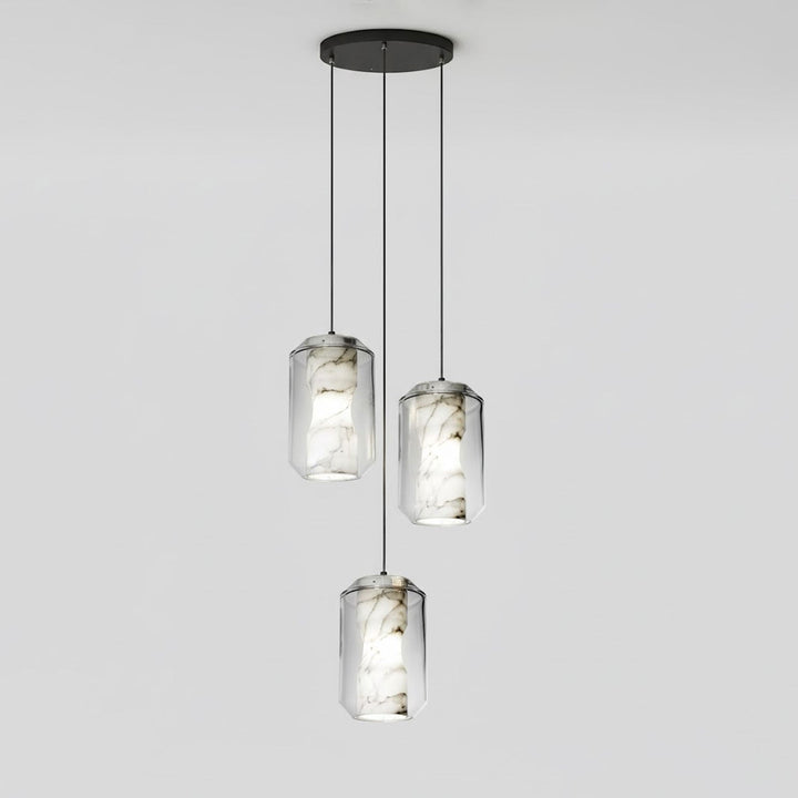 Alabaster Glas Cylinder Pendellampa