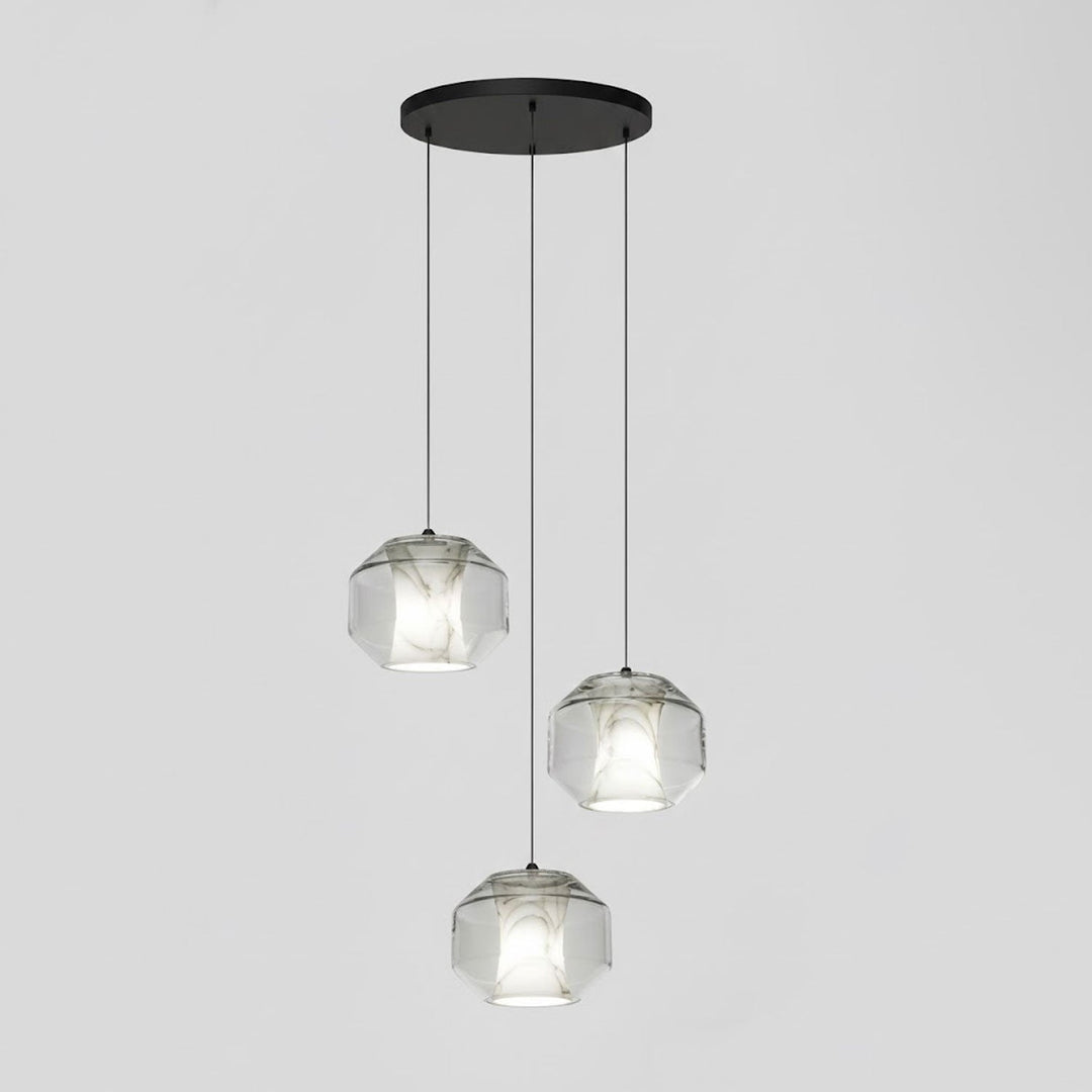 Alabaster Glas Cylinder Pendellampa
