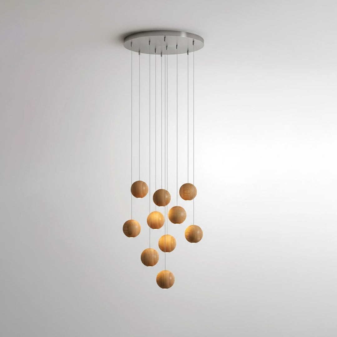 Trä Orb Sfär Kluster Pendellampa
