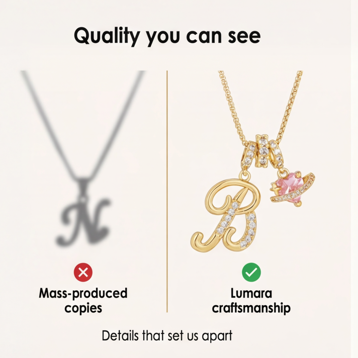LUMARA – Halsband z inicjałem w 3 warstwach z Rosam hjärta z cyrkonii