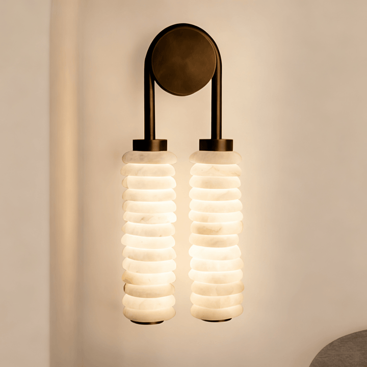 Calla Ribbed Alabaster Vägglampa