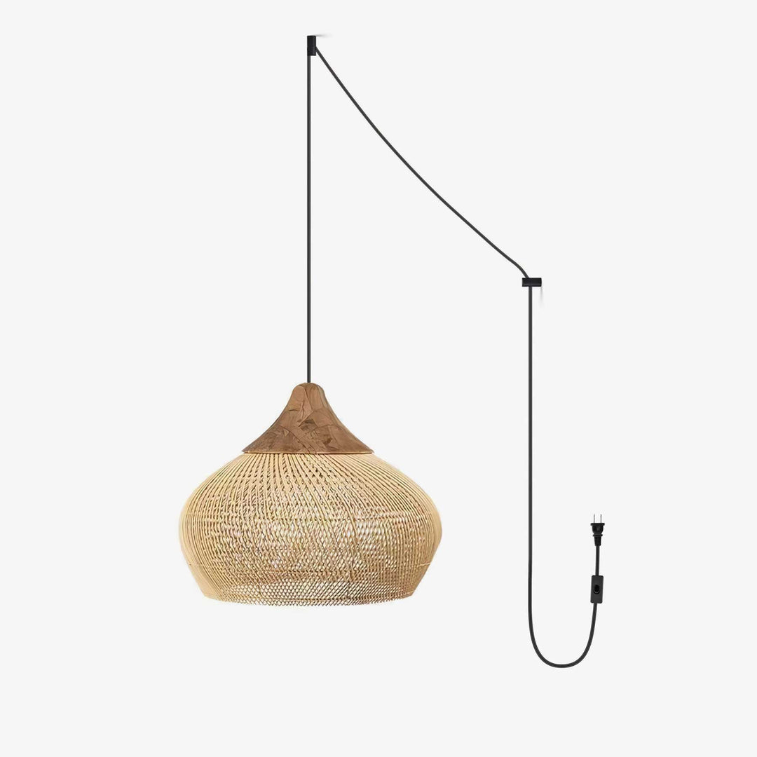 Flätad Rattan Swag Pendellampa