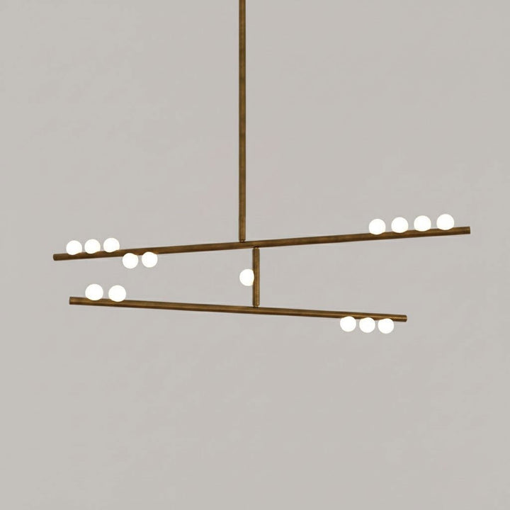 Brass Glass Drop Chandelier