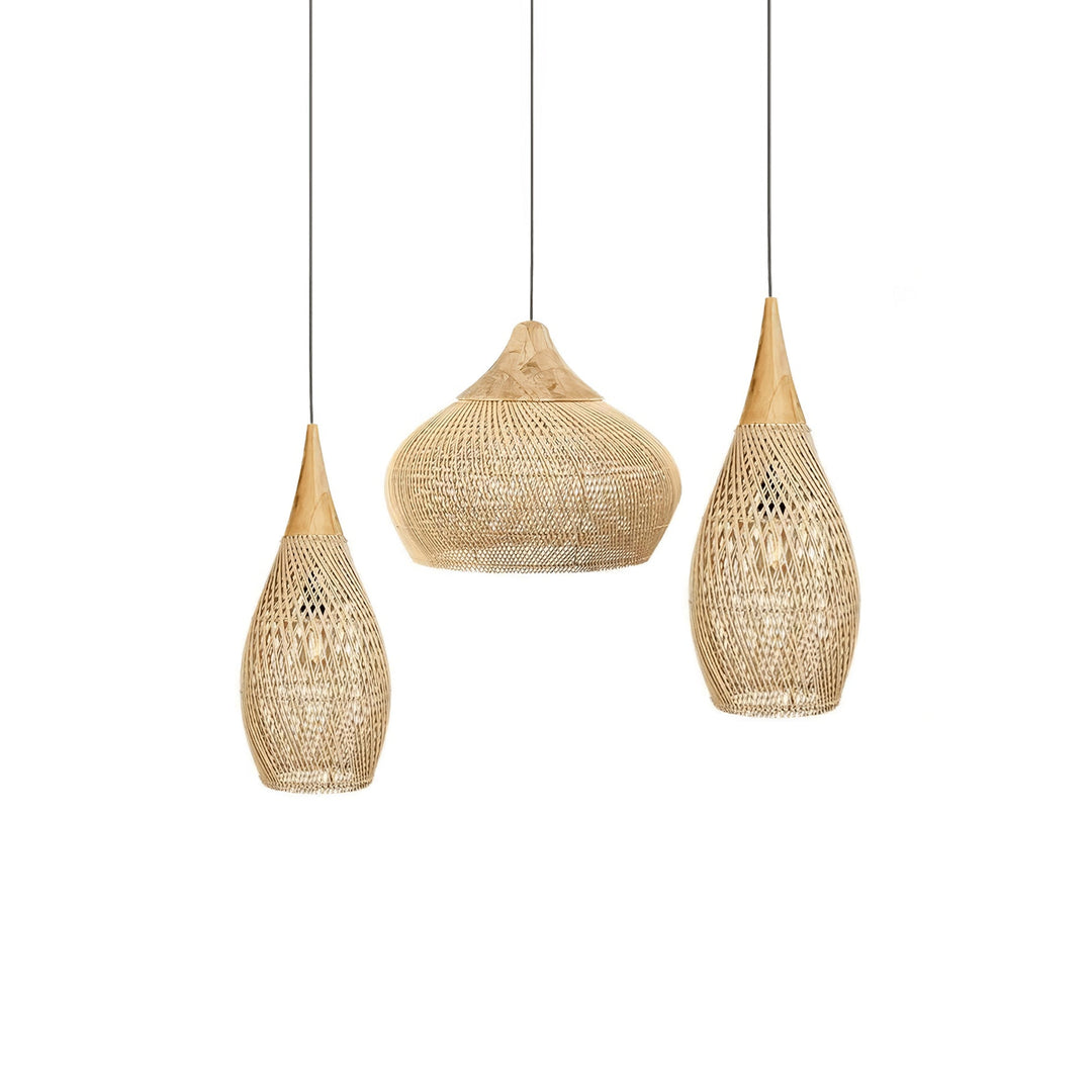 Flätad Rattan Pendellampa