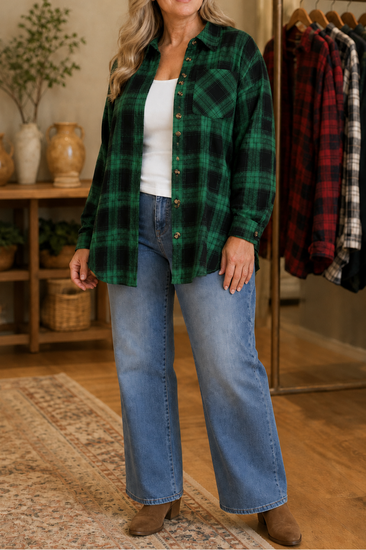 Overshirt &amp; Vad – OverStorlekd Skjorta Flanelowa w Kratę Buffalo