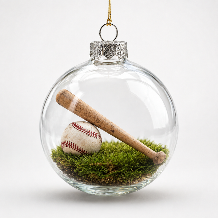 Seasonkeep – Szklana bombka akrylowa på Boże Narodzenie z motywem baseballowym (2 szt.)