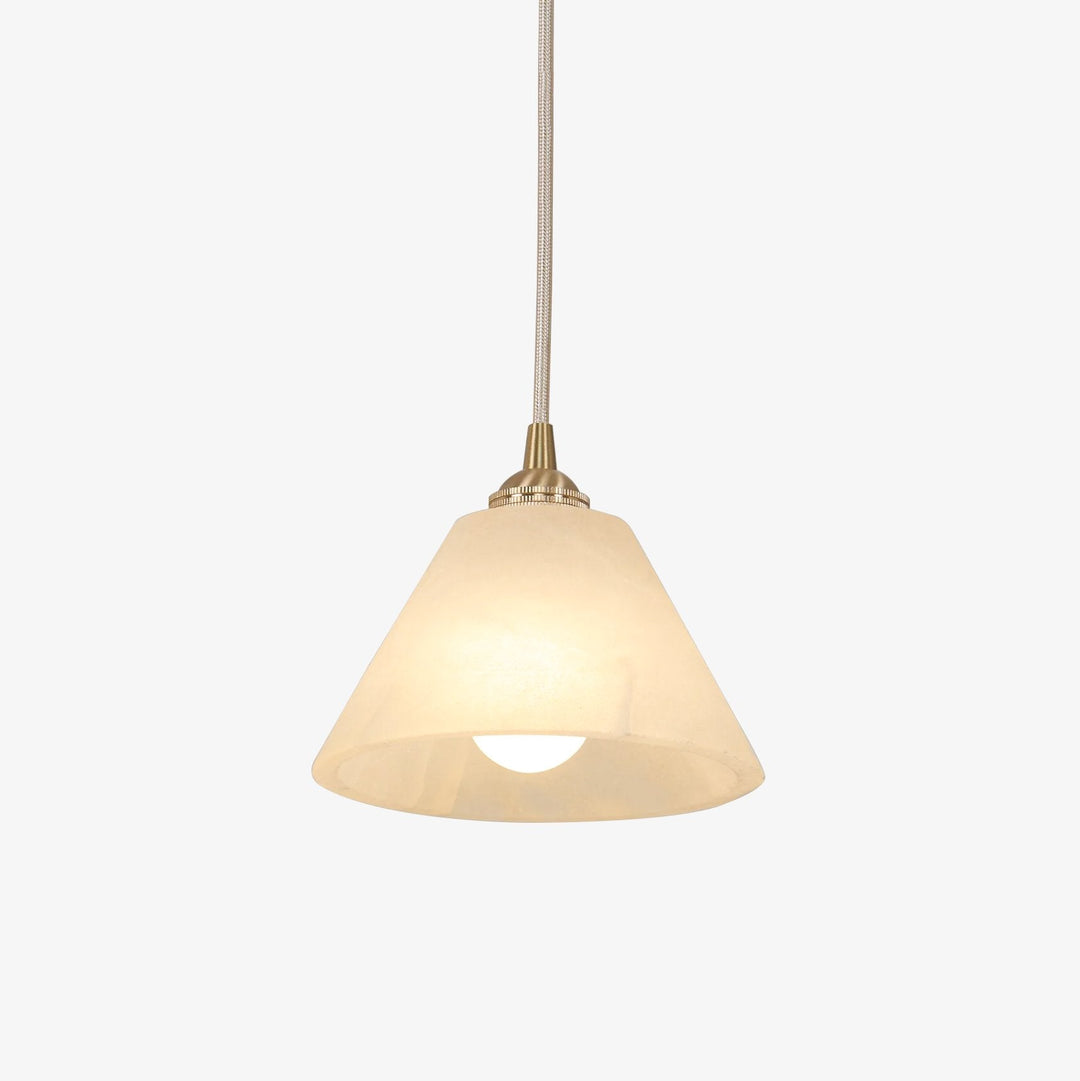 Konisk Alabaster Messingspendellampa