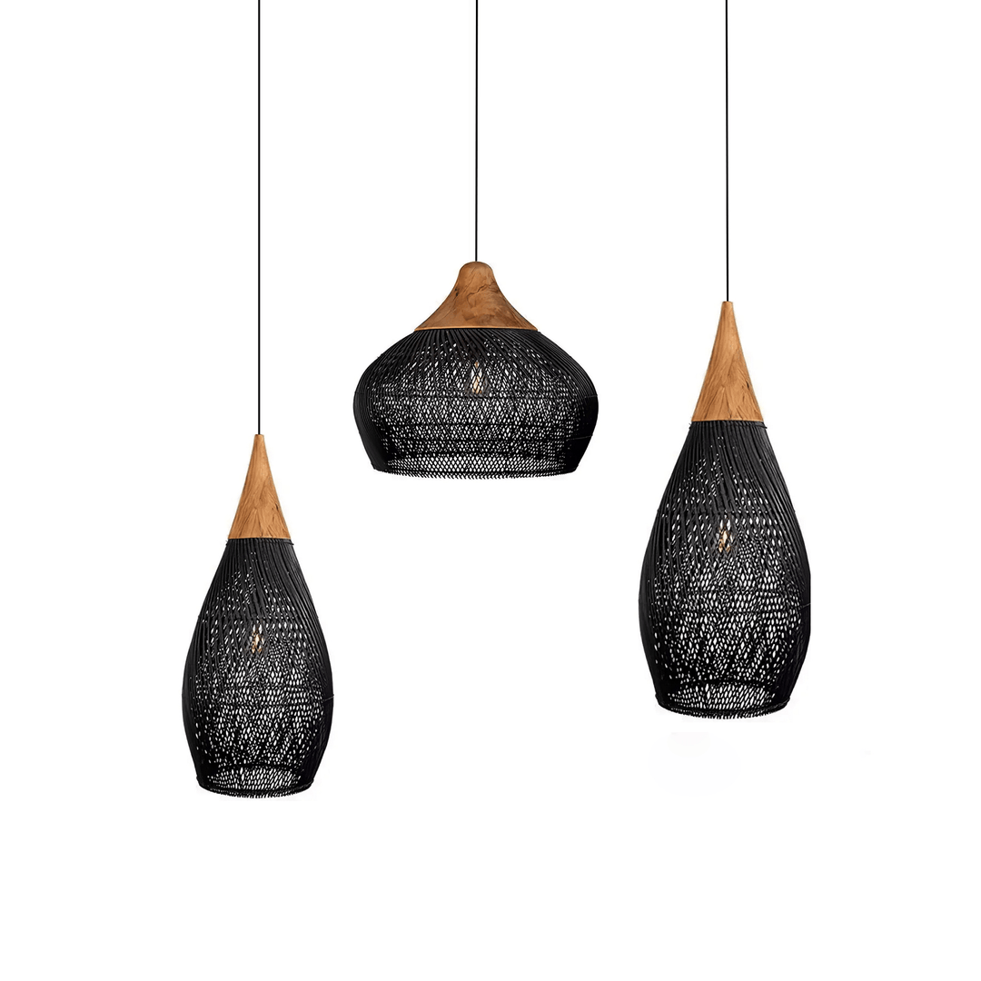 Flätad Rattan Pendellampa