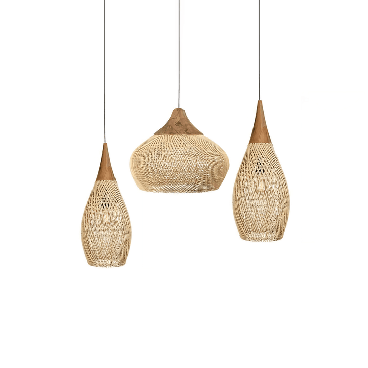 Flätad Rattan Pendellampa