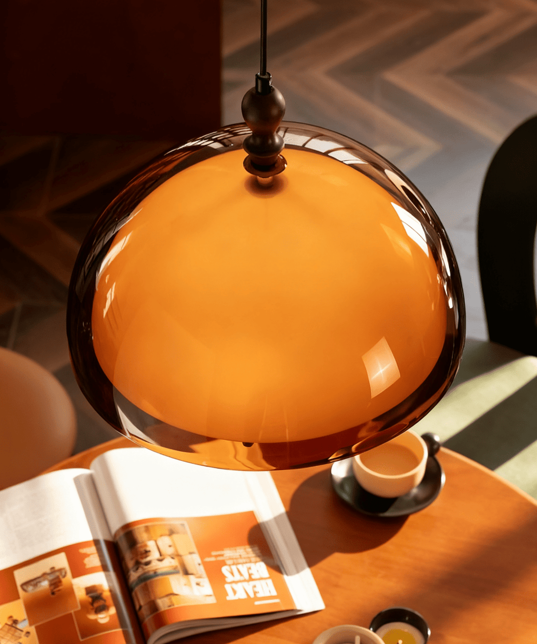 Amber Kuppelformad Pendellampa