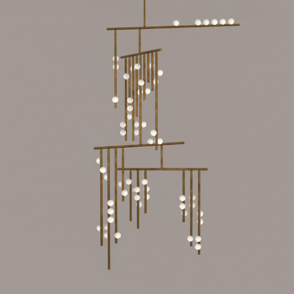 Brass Glass Drop Chandelier