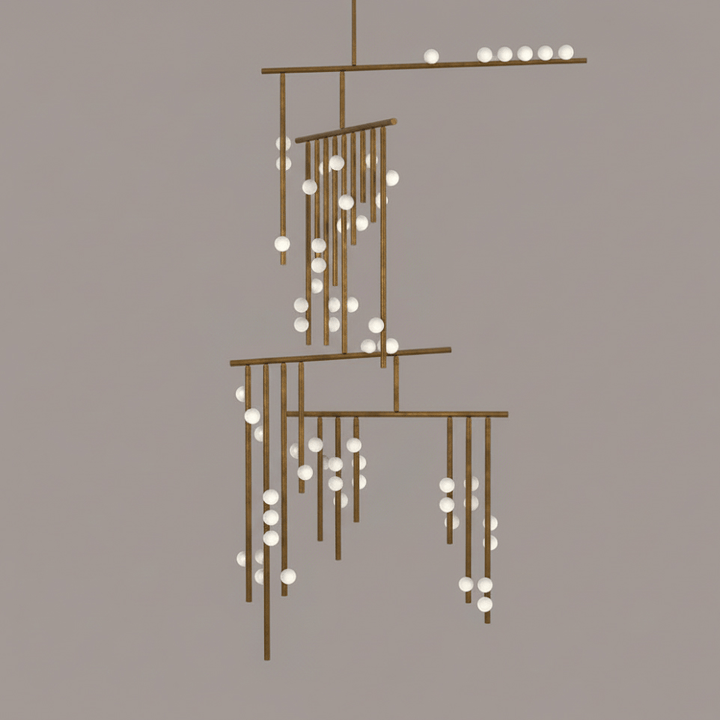 Brass Glass Drop Chandelier