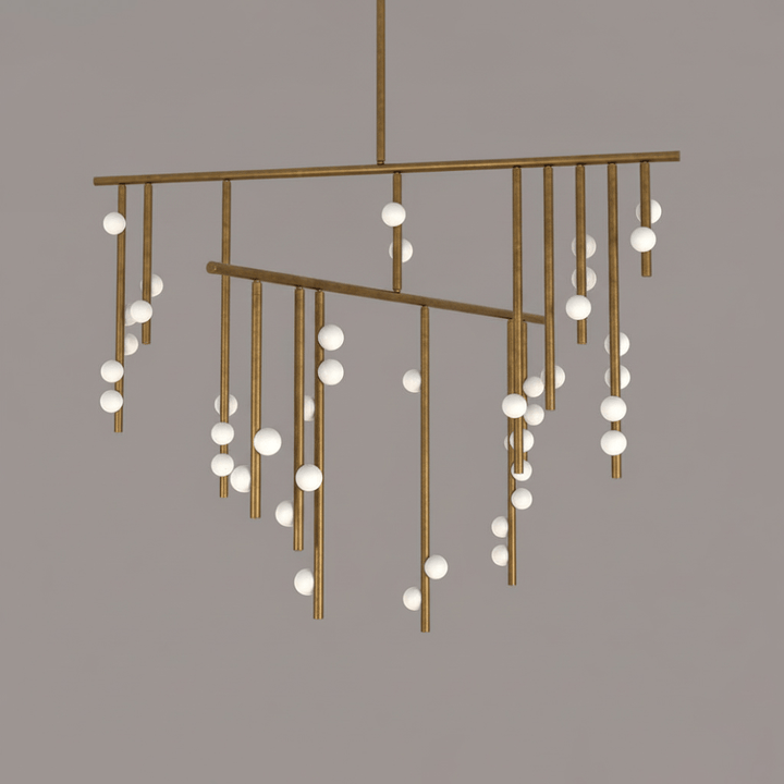 Brass Glass Drop Chandelier