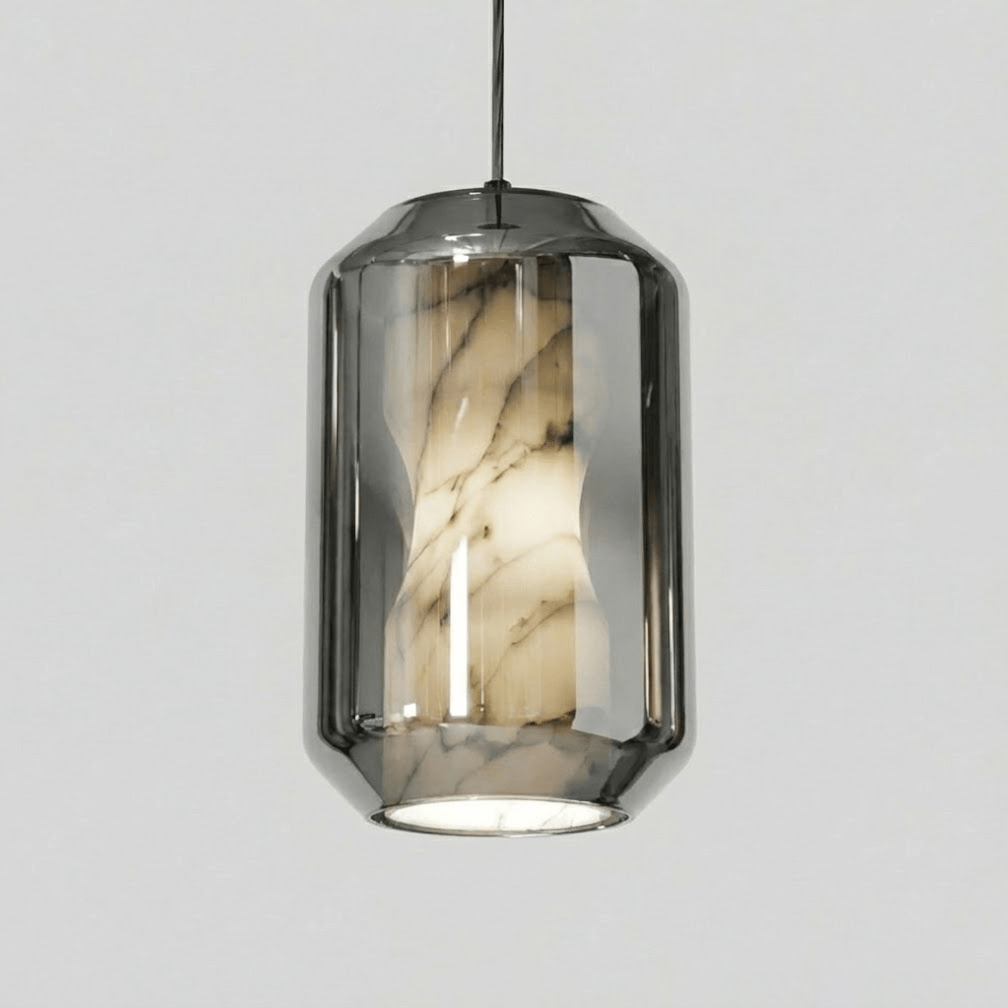 Alabaster Glas Cylinder Pendellampa
