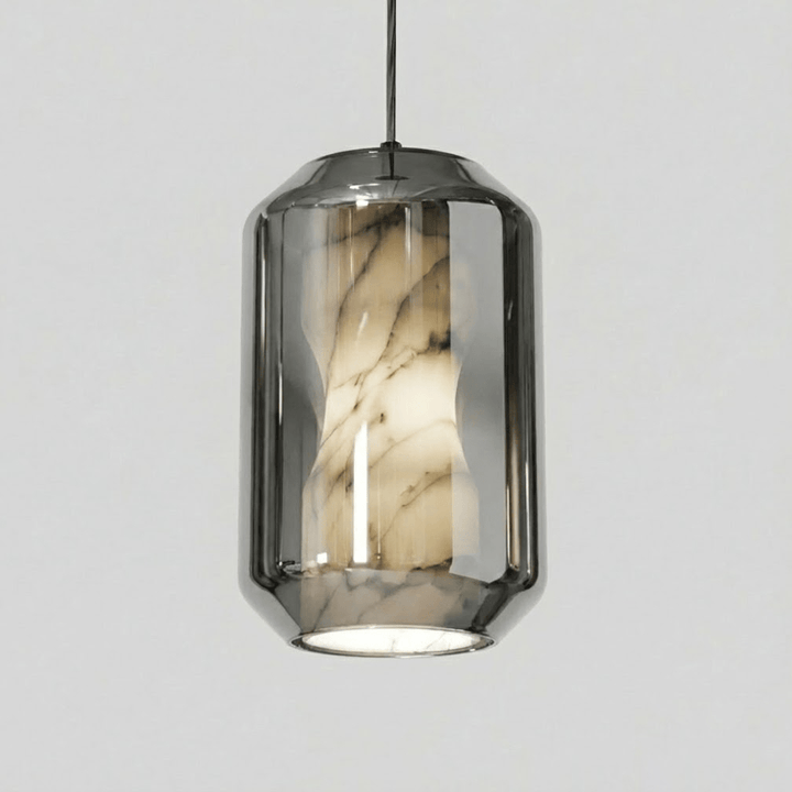 Alabaster Glas Cylinder Pendellampa