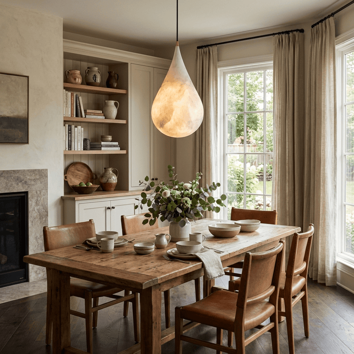 Alabaster Droppformad Pendellampa