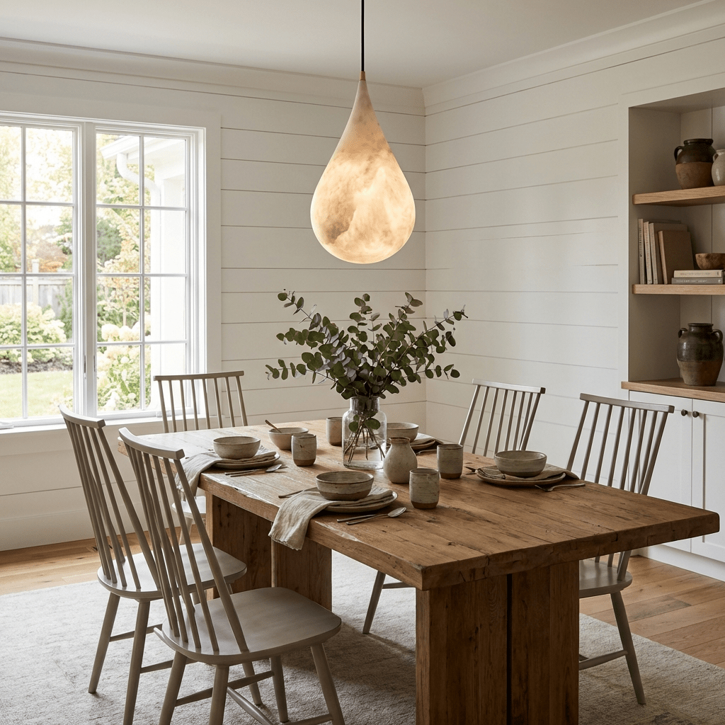 Alabaster Droppformad Pendellampa
