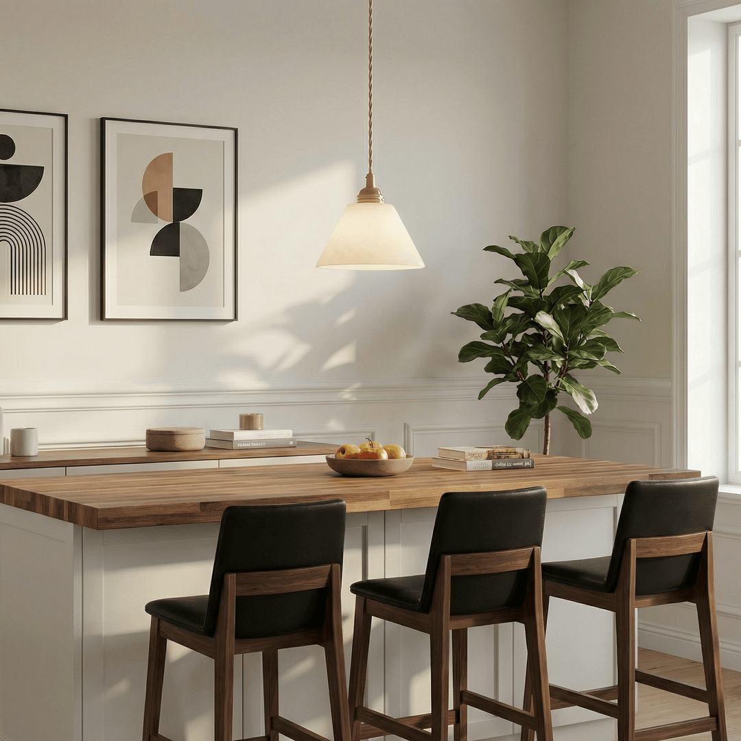Konisk Alabaster Messingspendellampa