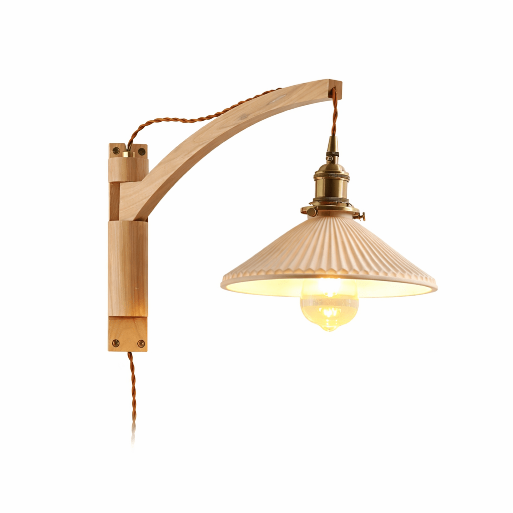 Valnöt Swing Arm Vägglampa
