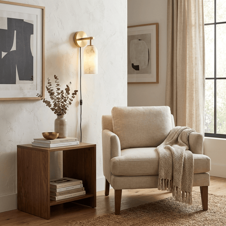 Pillar Alabaster Vägglampa med Plug-in