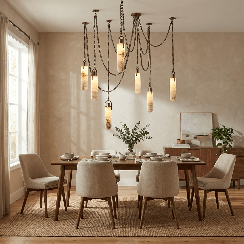 Cylindrisk Kluster Alabaster Kandelaber
