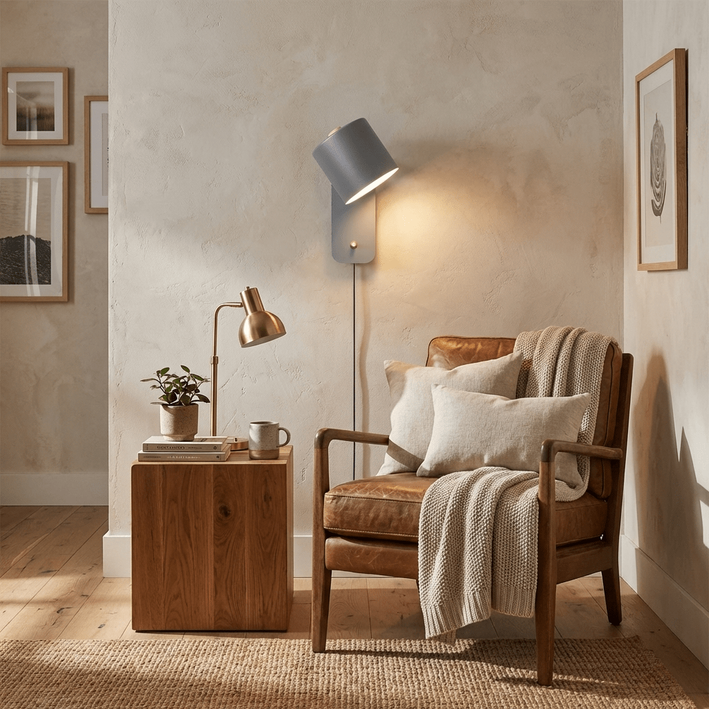 Rotbar Cylinder Vägglampa med Stickkontakt
