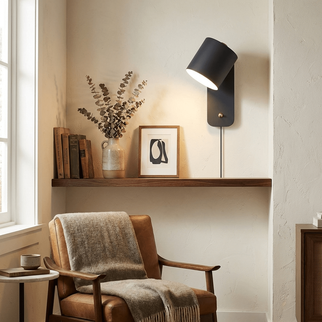 Rotbar Cylinder Vägglampa med Stickkontakt