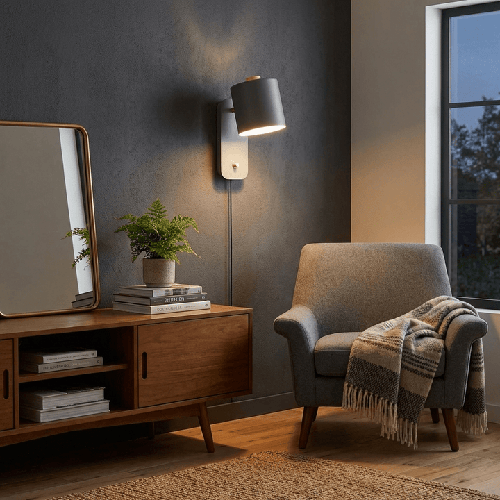 Rotbar Cylinder Vägglampa med Stickkontakt