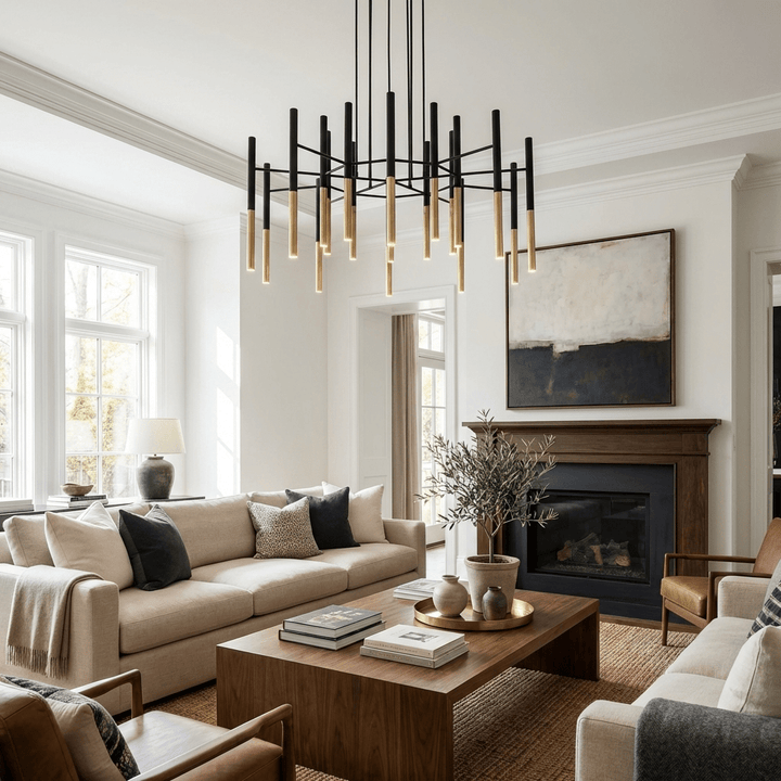 Metallrör Chandelier