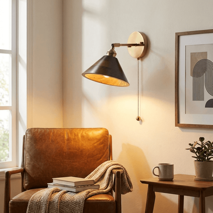 Vintage Trä Vägglampa
