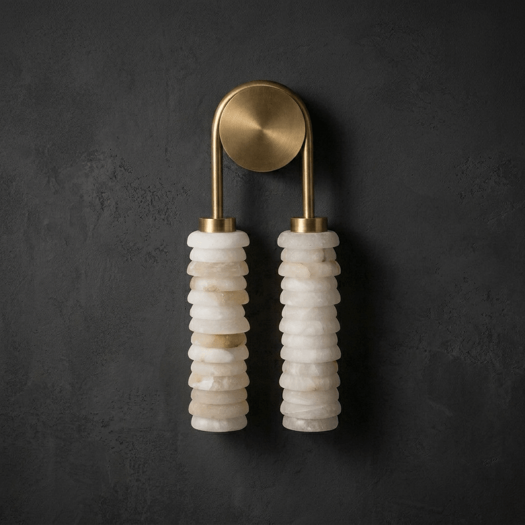 Calla Ribbed Alabaster Vägglampa