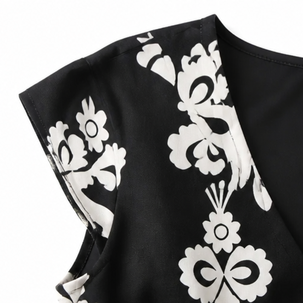 Osyrel – Midi klänning dam w deseń damask z urringning w v-ringning
