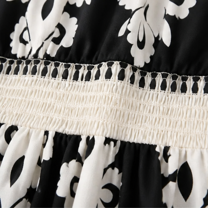 Osyrel – Midi klänning dam w deseń damask z urringning w v-ringning