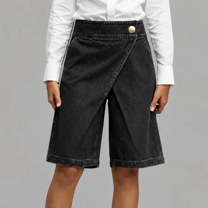 Velara – Asymetryczne shorts bermudy z denimu o längd knähöga