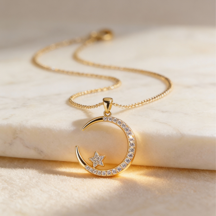 Lunara - Halsband z Kristall Hänge Måne