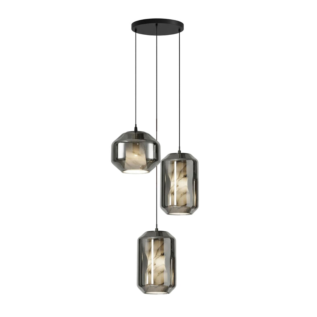 Alabaster Glas Cylinder Pendellampa