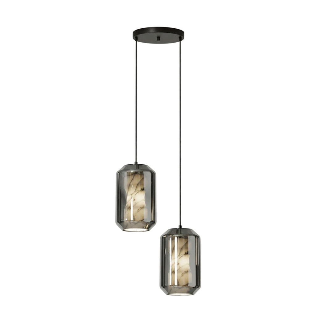 Alabaster Glas Cylinder Pendellampa