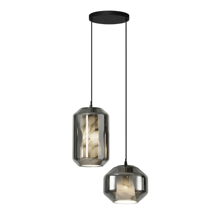 Alabaster Glas Cylinder Pendellampa