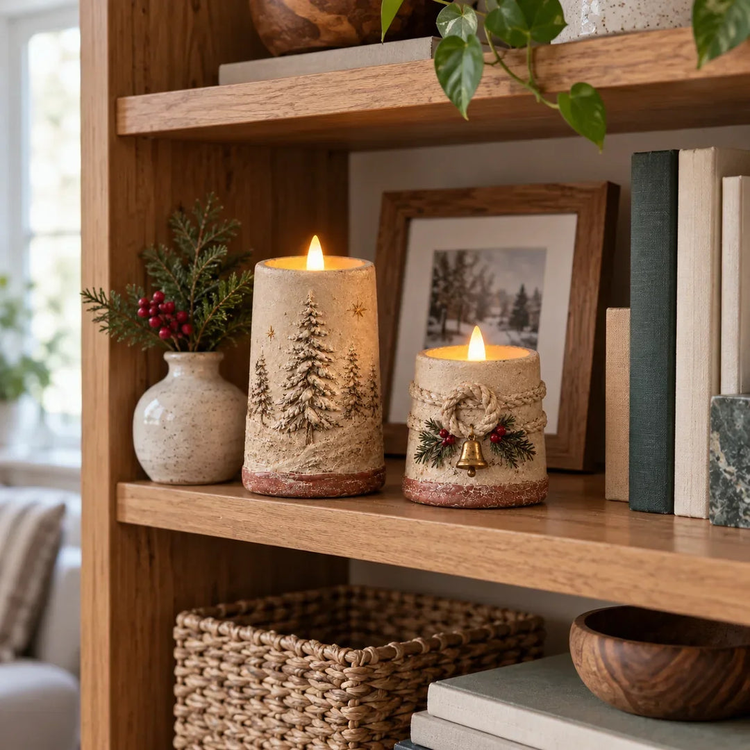 Hearthglow – Set bezpłomieniowych świec LED o rustykalnym wykończeniu