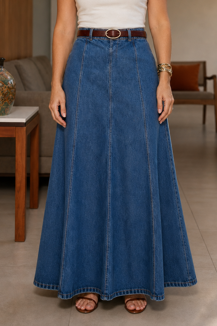 Wearbella – Kjol Maxi Dżinsowa w Stilu A med hög midja