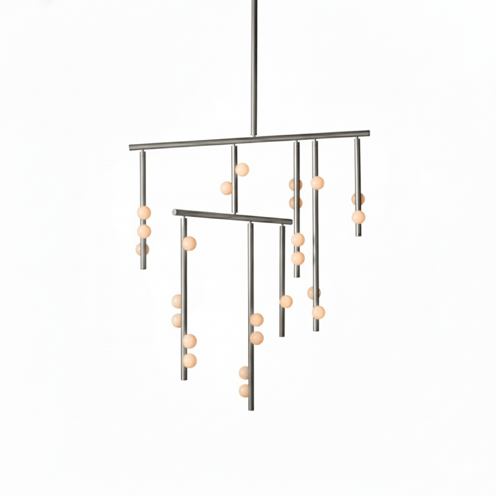 Brass Glass Drop Chandelier