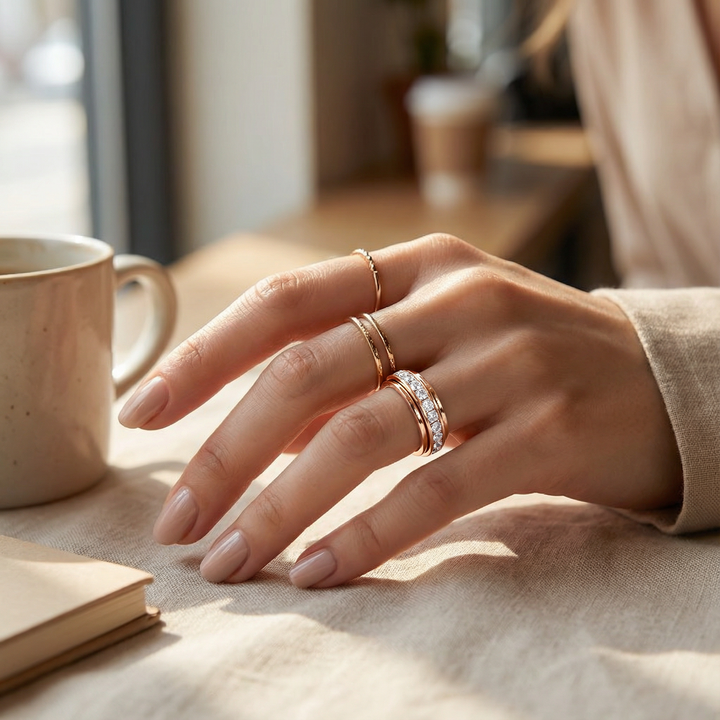 Serenova Roterande sig Ring z Cyrkoniami