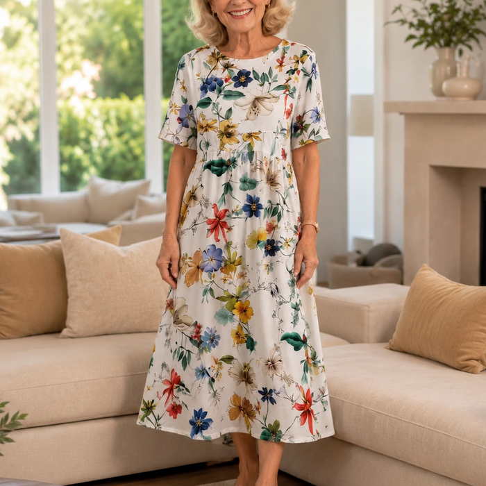 Wearbella – Midi klänning w blommig mönster z okrągłym urringning
