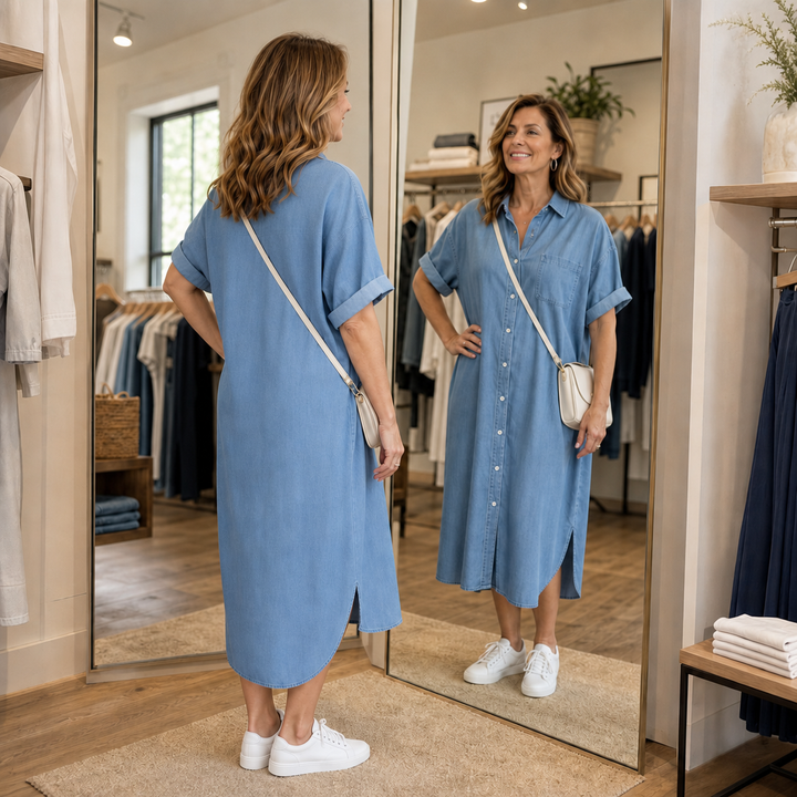 Wearbella – Lös Klänning Koszulowa z Jeansu z Knappar