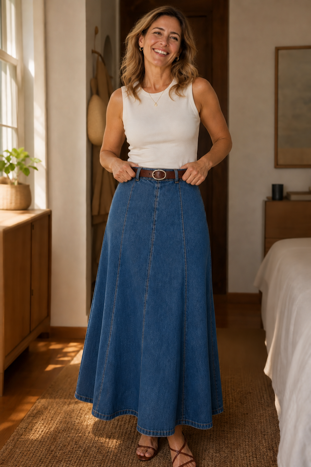 Wearbella – Kjol Maxi Dżinsowa w Stilu A med hög midja